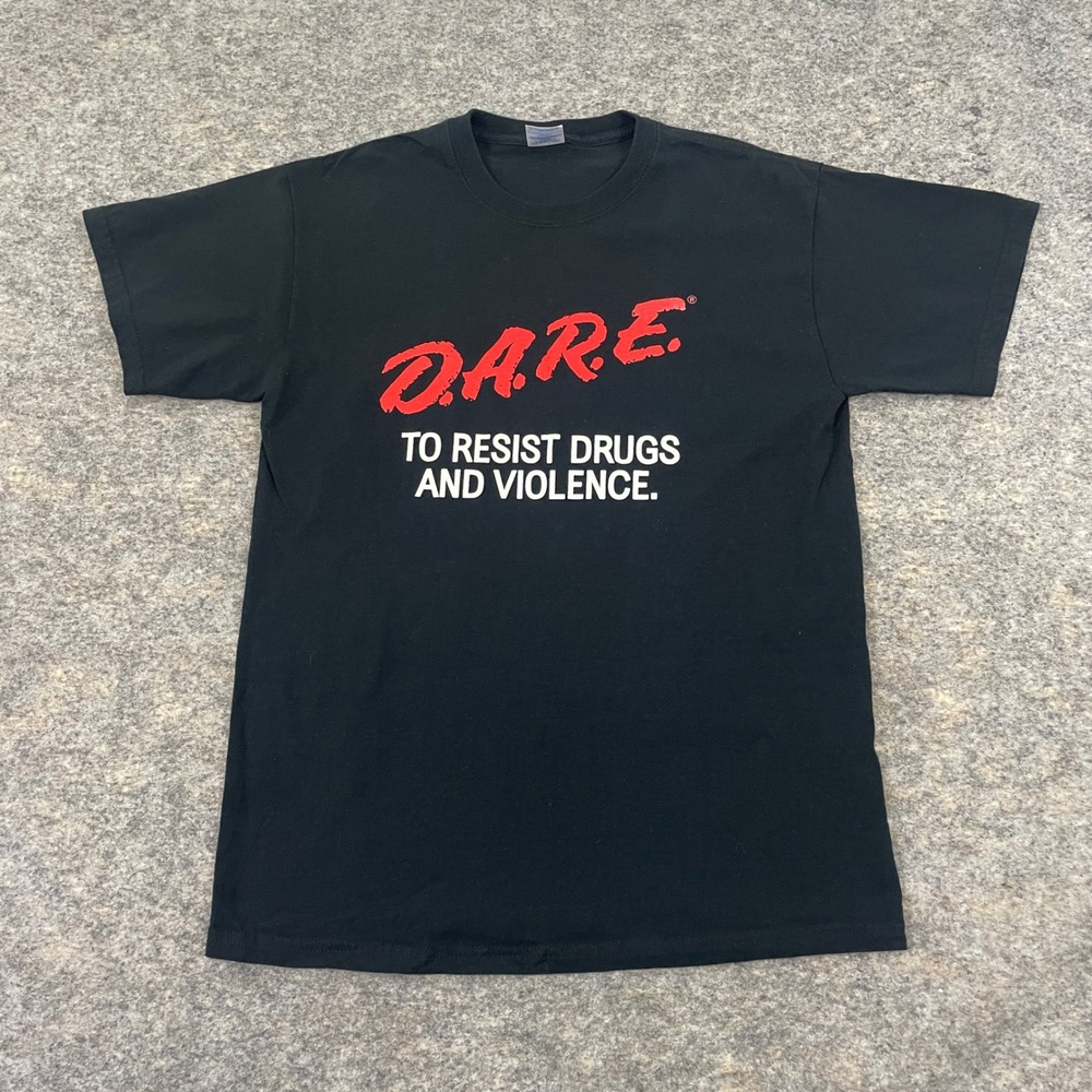 D.A.R.E. To Resist Drugs & Violence T-Shirt Black Graphic Tee Adult Medium